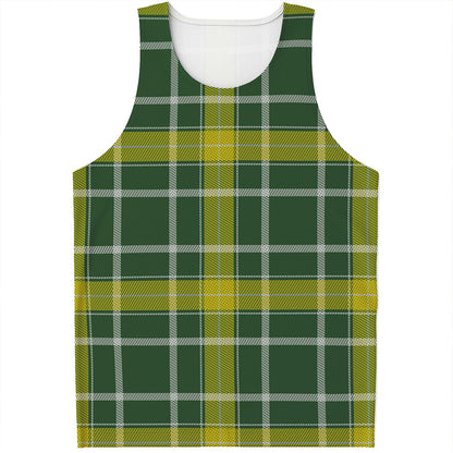 Green And Yellow Stewart Tartan Print Men's Tank Top