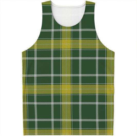 Green And Yellow Stewart Tartan Print Men's Tank Top