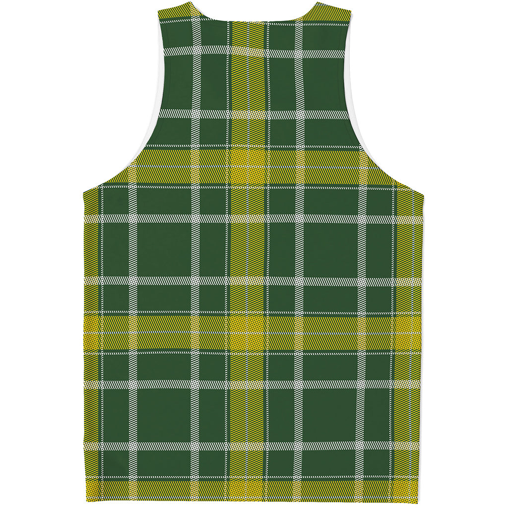 Green And Yellow Stewart Tartan Print Men's Tank Top