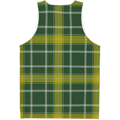 Green And Yellow Stewart Tartan Print Men's Tank Top