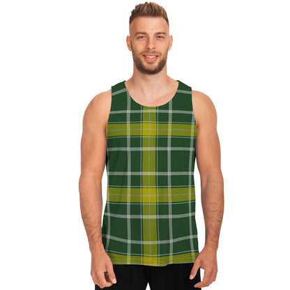 Green And Yellow Stewart Tartan Print Men's Tank Top