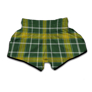 Green And Yellow Stewart Tartan Print Muay Thai Boxing Shorts