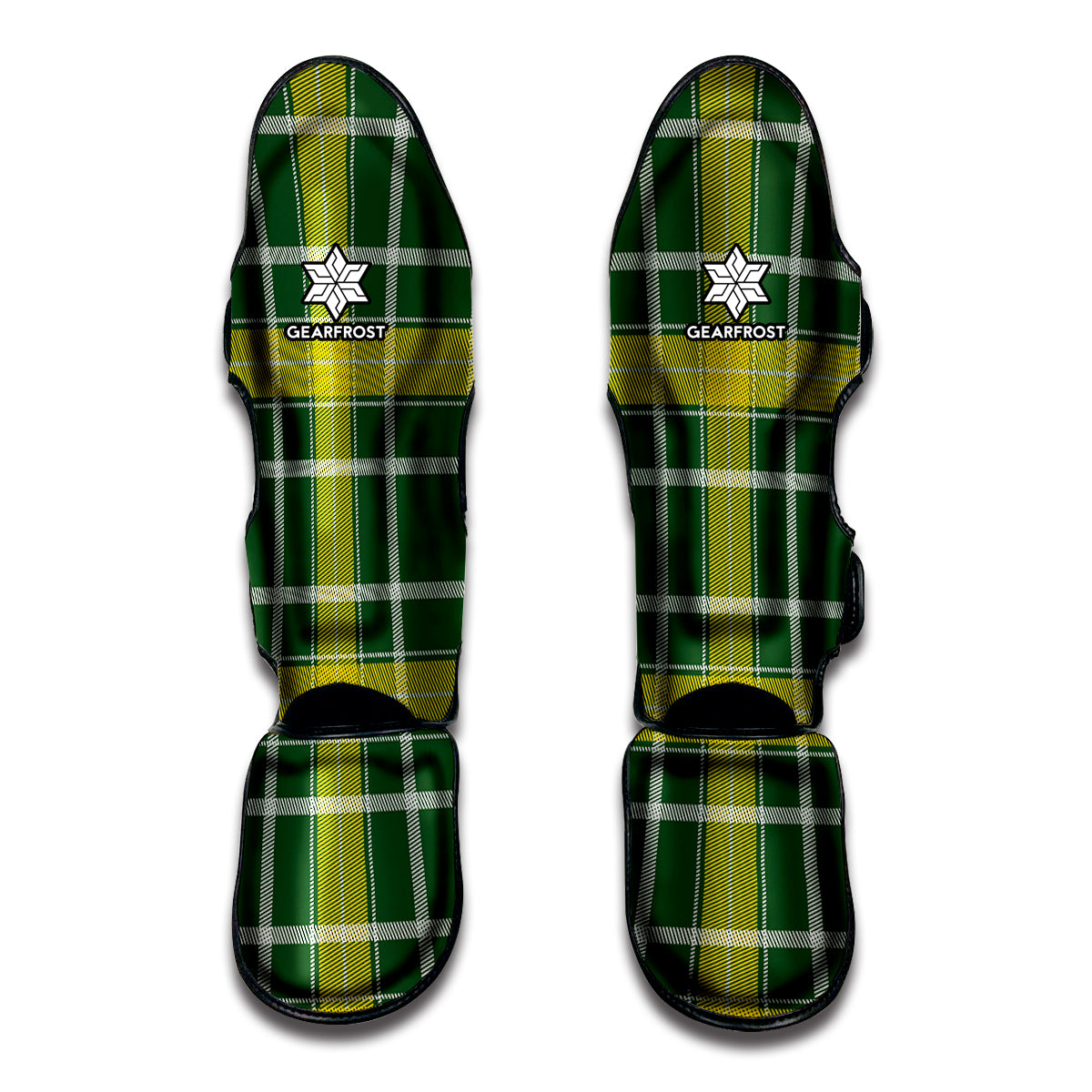 Green And Yellow Stewart Tartan Print Muay Thai Shin Guard