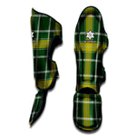 Green And Yellow Stewart Tartan Print Muay Thai Shin Guard