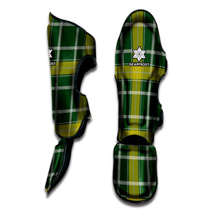 Green And Yellow Stewart Tartan Print Muay Thai Shin Guard