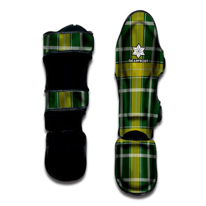 Green And Yellow Stewart Tartan Print Muay Thai Shin Guard