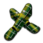 Green And Yellow Stewart Tartan Print Muay Thai Shin Guard