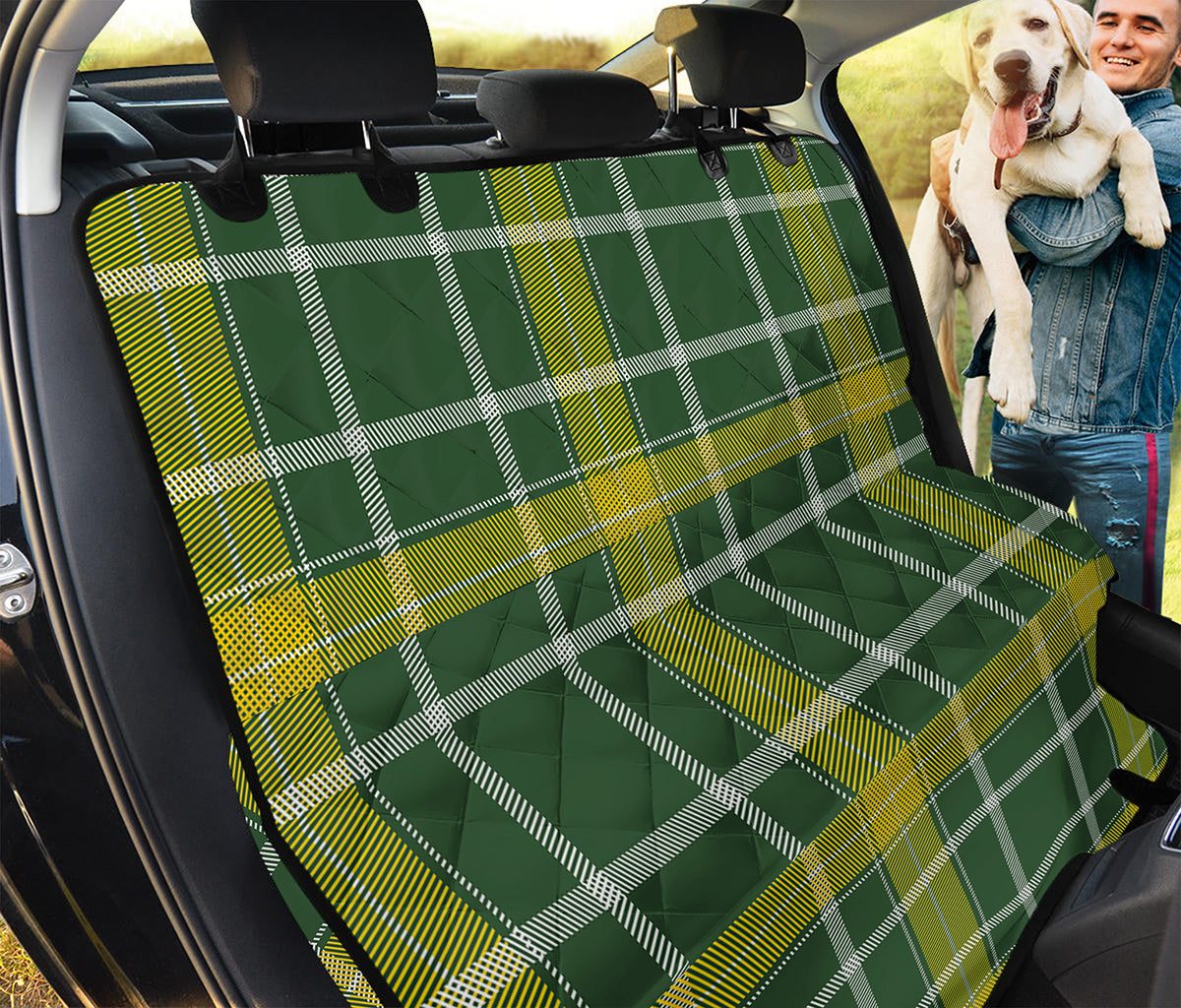 Green And Yellow Stewart Tartan Print Pet Car Back Seat Cover