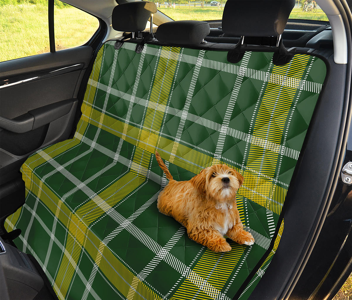 Green And Yellow Stewart Tartan Print Pet Car Back Seat Cover