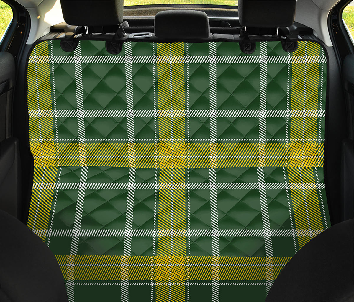 Green And Yellow Stewart Tartan Print Pet Car Back Seat Cover