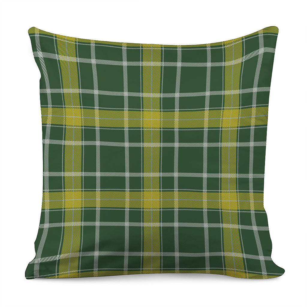Green And Yellow Stewart Tartan Print Pillow Cover