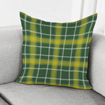 Green And Yellow Stewart Tartan Print Pillow Cover