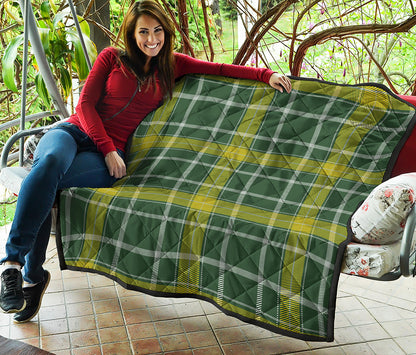 Green And Yellow Stewart Tartan Print Quilt