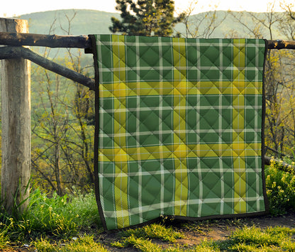 Green And Yellow Stewart Tartan Print Quilt