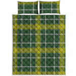 Green And Yellow Stewart Tartan Print Quilt Bed Set