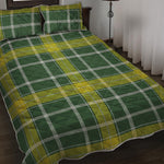 Green And Yellow Stewart Tartan Print Quilt Bed Set