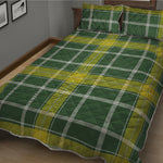 Green And Yellow Stewart Tartan Print Quilt Bed Set
