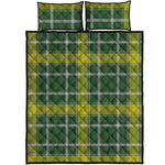 Green And Yellow Stewart Tartan Print Quilt Bed Set