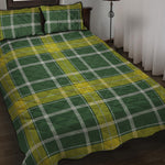 Green And Yellow Stewart Tartan Print Quilt Bed Set