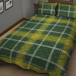 Green And Yellow Stewart Tartan Print Quilt Bed Set