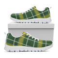 Green And Yellow Stewart Tartan Print White Running Shoes