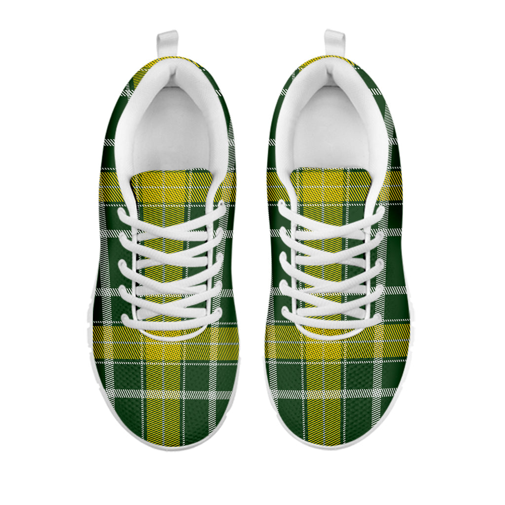 Green And Yellow Stewart Tartan Print White Sneakers