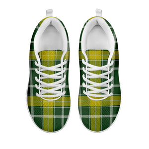 Green And Yellow Stewart Tartan Print White Sneakers