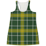 Green And Yellow Stewart Tartan Print Women's Racerback Tank Top