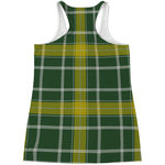 Green And Yellow Stewart Tartan Print Women's Racerback Tank Top