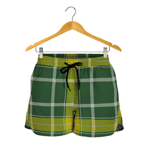 Green And Yellow Stewart Tartan Print Women's Shorts