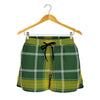 Green And Yellow Stewart Tartan Print Women's Shorts