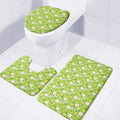 Green Apple Fruit Pattern Print 3 Piece Bath Mat Set