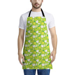 Green Apple Fruit Pattern Print Apron