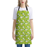 Green Apple Fruit Pattern Print Apron