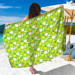 Green Apple Fruit Pattern Print Beach Sarong Wrap