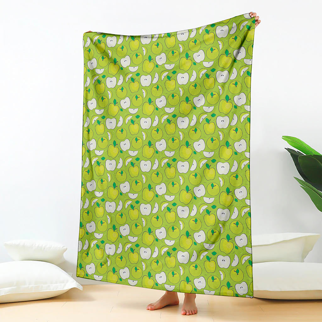 Green Apple Fruit Pattern Print Blanket