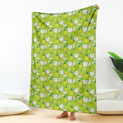 Green Apple Fruit Pattern Print Blanket