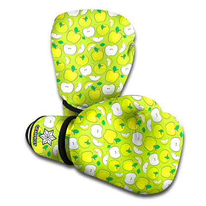 Green Apple Fruit Pattern Print Boxing Gloves