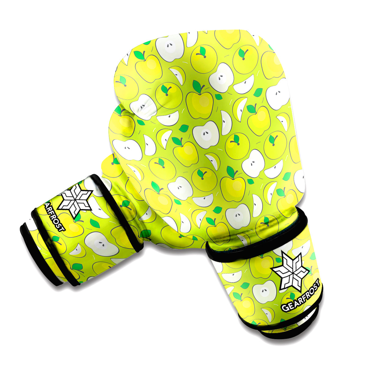 Green Apple Fruit Pattern Print Boxing Gloves