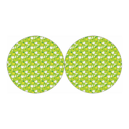 Green Apple Fruit Pattern Print Car Coasters