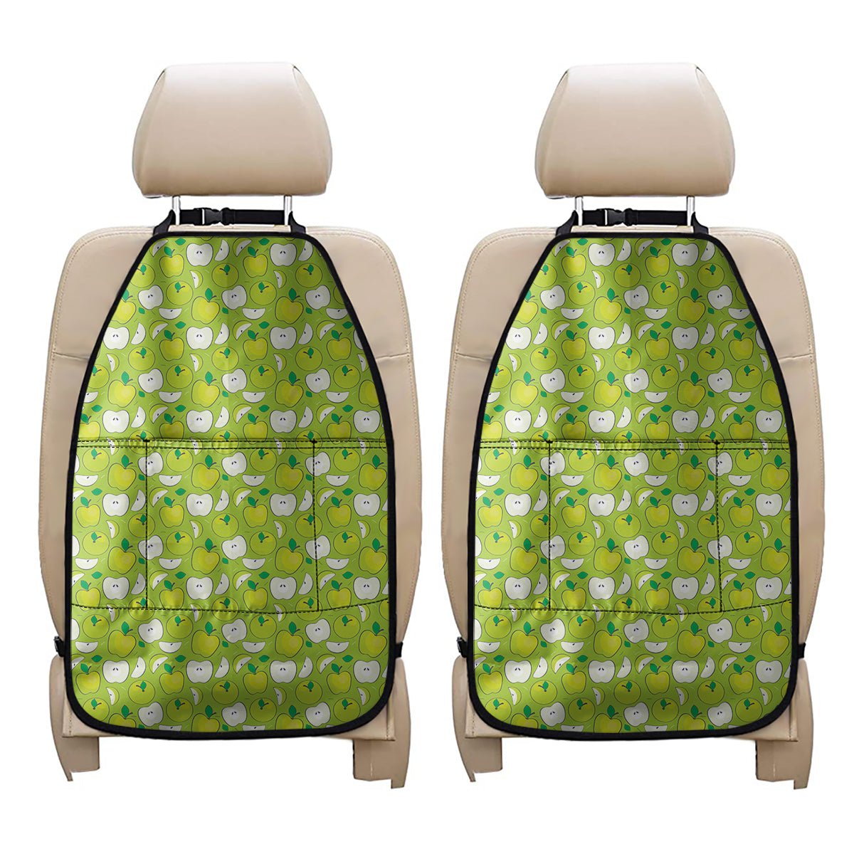 Green Apple Fruit Pattern Print Car Seat Organizers