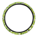 Green Apple Fruit Pattern Print Car Steering Wheel Cover
