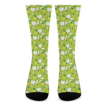 Green Apple Fruit Pattern Print Crew Socks