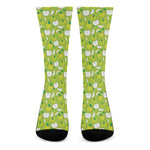 Green Apple Fruit Pattern Print Crew Socks