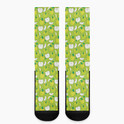 Green Apple Fruit Pattern Print Crew Socks