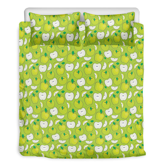 Green Apple Fruit Pattern Print Duvet Cover Bedding Set