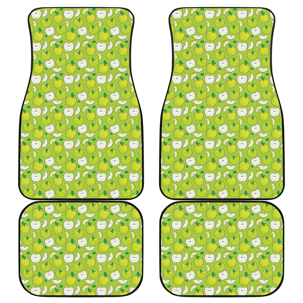 Green Apple Fruit Pattern Print Front and Back Car Floor Mats