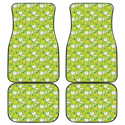 Green Apple Fruit Pattern Print Front and Back Car Floor Mats