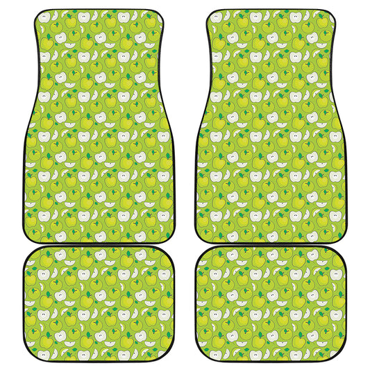 Green Apple Fruit Pattern Print Front and Back Car Floor Mats