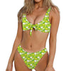 Green Apple Fruit Pattern Print Front Bow Tie Bikini
